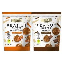 Miękkie Ciasteczka Masło Orzechowe Solony Karmel Bez Dodatku Cukru 100 g - Frank and Oli + Miękkie Ciasteczka Masło Orzechowe Czekolada Bez Dodatku Cukru 100 g - Frank and Oli