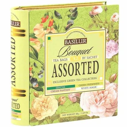 Mieszanka Herbat Zielonych z Dodatkami/ Bez Dodatków Bouquet Collection PUSZKA 48 g (32x 1,5 g) - Basilur