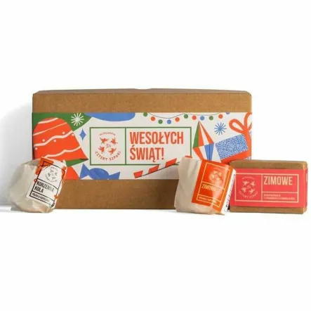 Zestaw Świąteczny: Mydło Zimowe + Półkula do Kąpieli Zimowa + Półkula do Kąpieli Korzenna Kola - 4 Szpaki