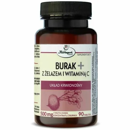 BURAK+ z Żelazem i Witaminą C - 90 tabletek