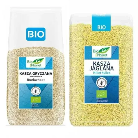 Zestaw Kasza Jaglana Bio  1 kg + Kasza Gryczana Niepalona Bio 1 kg - Bio Planet