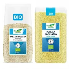 Zestaw Kasza Jaglana Bio  1 kg + Kasza Gryczana Niepalona Bio 1 kg - Bio Planet