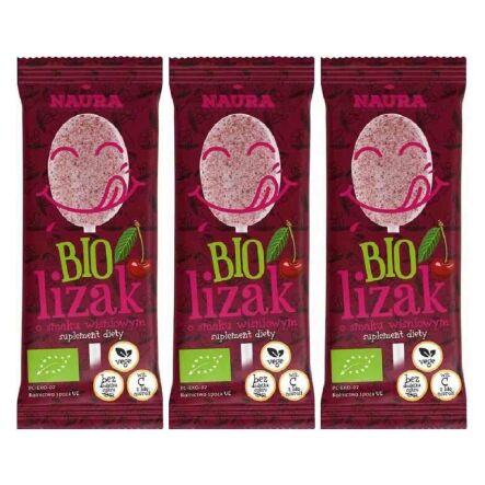3 x Lizak Pudrowy o Smaku Wiśniowym BIO 6 g - Naura