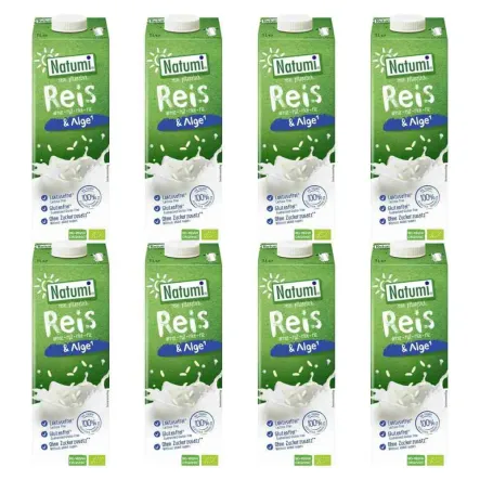 8 x Napój Ryżowy z Algami Morskimi Bez Dodatku Cukru UHT Bio 1 l - Natumi