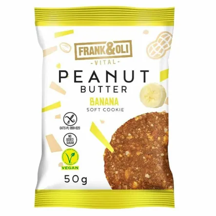 Wegańskie Bezglutenowe Ciasteczko Pasta Orzechowa z Bananem 50 g - Frank & Oli