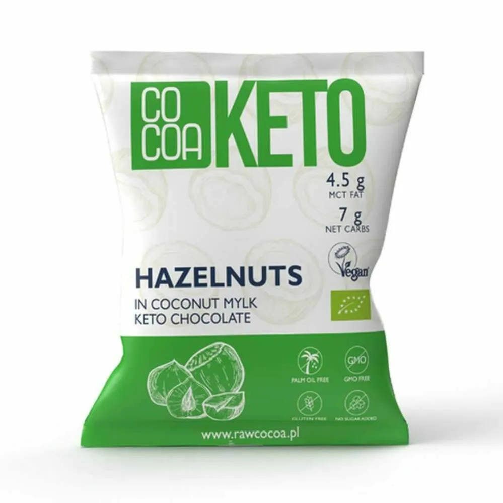 Orzechy Laskowe w Czekoladzie Keto z Olejem MCT Bez Dodatku Cukru Bio 70g - Cocoa