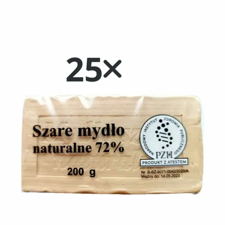 25 x Mydło Szare Sodowe 72% 200 g - PTK ERA - z Atestem PZH