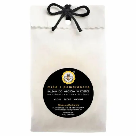 Balsam do Włosów w Kostce Refill Miód z Pomarańczą 65 g - Miodowa Mydlarnia