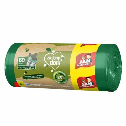 Worki Zielony Dom Zawiązywane 60 L 18 Sztuk - Jan Niezbędny