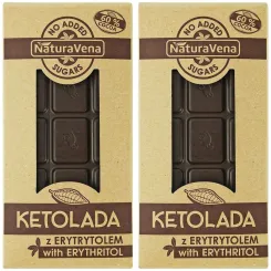 Zestaw 2 x KETOLADA Czekolada Gorzka 60% z Erytrytolem 100 g - NaturAvena