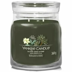 Świeca Średnia  SILVER SAGE and  PINE - Wosk Sojowy 368 g - YANKEE CANDLE