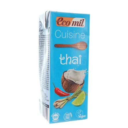 Krem Do Gotowania Tajski z Mleczkiem Kokosowym i Curry Bio 200 g UHT - Ecomil - Przecena Krótka Data Minimalnej Trwałości