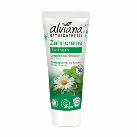 Pasta do Zębów z Bio Ziołami i Bio Rumiankiem Bez Fluoru 75 ml - Alviana