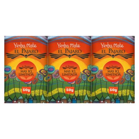 3 x Yerba Mate El Pajaro - Mas IQ Limitada 50 g
