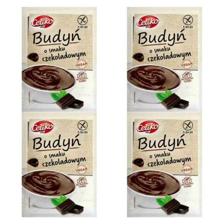 4 x Budyń o Smaku Czekoladowym Bezglutenowy Bez Dodatku Cukru 40 g - Celiko
