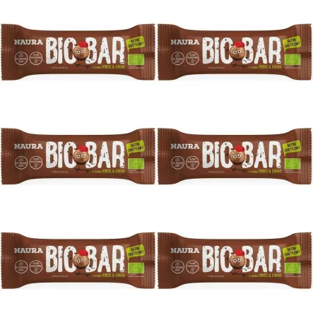 6 x Baton Daktylowy Kakao & Kokos Bez Dodatku Cukru Bezglutenowy Bio 35 g - Naura