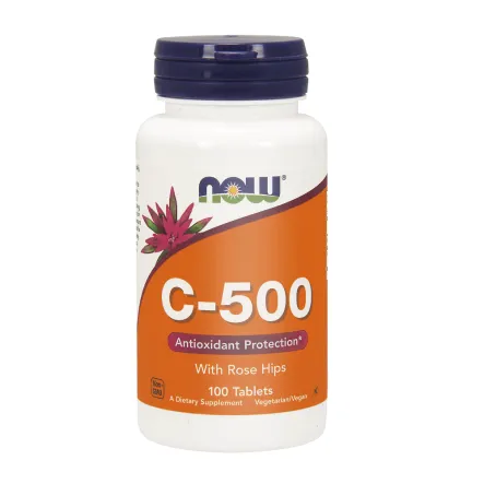 Witamina C-500 z Owocem Dzikiej Róży 100 Tabletek - Now ( Ascorbic Acid )