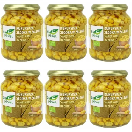 6 x Kukurydza Słodka w Zalewie Bio 340 g (230 g) - Bio Planet