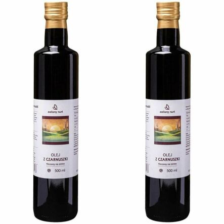 Zestaw 2 x Olej z Czarnuszki Tłoczony na Zimno Nieoczyszczony 500 ml - Zielony Nurt