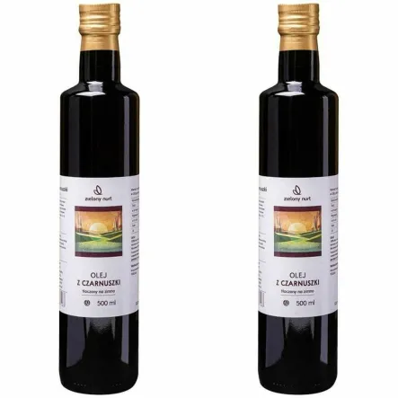 Zestaw 2 x Olej z Czarnuszki Tłoczony na Zimno Nieoczyszczony 500 ml - Zielony Nurt