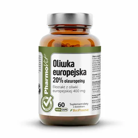 Oliwka Europejska 20% Oleuropeiny 60 Kapsułek Clean Label - Pharmovit - Wyprzedaż