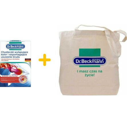 Chusteczki Wyłapujące Kolor i Wspomagające Usuwanie Brudu 12 sztuk - Dr. Beckmann + Torba z Logo Dr. Beckmann 