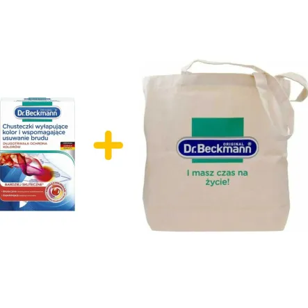 Chusteczki Wyłapujące Kolor i Wspomagające Usuwanie Brudu 12 sztuk - Dr. Beckmann + Torba z Logo Dr. Beckmann 