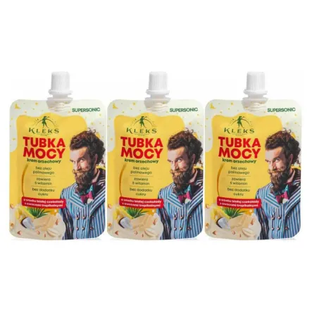 3 x Tubka Mocy Krem Orzechowy Biała Czekolada z Owocami Tropikalnymi Bez Dodatku Cukru 50 g - Supersonic