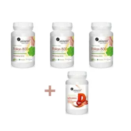 3 x PrenaCare® Folian 800 µg 60 Tabletek Vege + D3 2000IU 60 Kapsułek + Witamina D3 Forte Oil 4000 j.m. 120 Kapsułek - Aliness