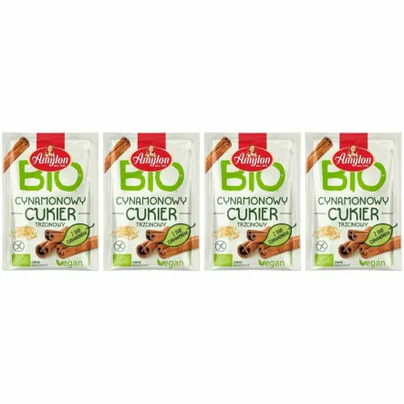 4 x Cukier Cynamonowy Trzcinowy Bezglutenowy Bio 20 g - Amylon