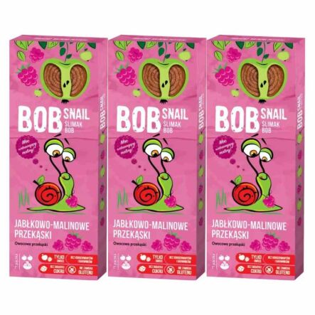 3 x Przekąska Jabłkowo - Malinowa z Owoców Bez Dodatku Cukru 30 g - Bob Snail