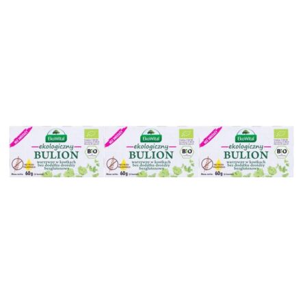 3 x Ekologiczny Bulion Warzywny w Kostkach Bez Drożdży i Oleju Palmowego Bezglutenowy 60 g EkoWital