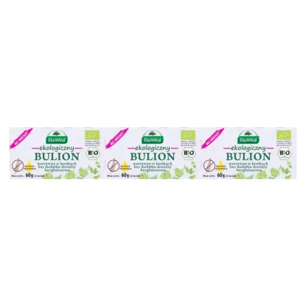 3 x Ekologiczny Bulion Warzywny w Kostkach Bez Drożdży i Oleju Palmowego Bezglutenowy 60 g EkoWital