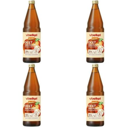 Zestaw 4 x Ocet Jabłkowy Niepasteryzowany Niefiltrowany Bio DEMETER 750 ml - Voelkel