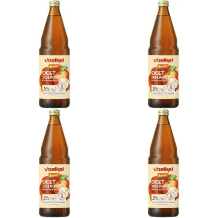 Zestaw 4 x Ocet Jabłkowy Niepasteryzowany Niefiltrowany Bio DEMETER 750 ml - Voelkel