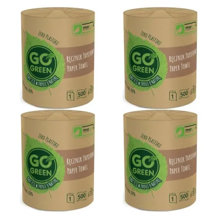 Zestaw 4 x Ręcznik Papierowy 1 Rolka 500 Listków 2 Warstwy Go Green