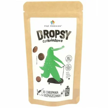 Dropsy Czekoladowe Bez Dodatku Cukru Bezglutenowe 200 g - Pięć Przemian