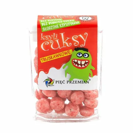 Cuksy Truskawkowe - Cukierki z Ksylitolem 13 g - Simpatiko