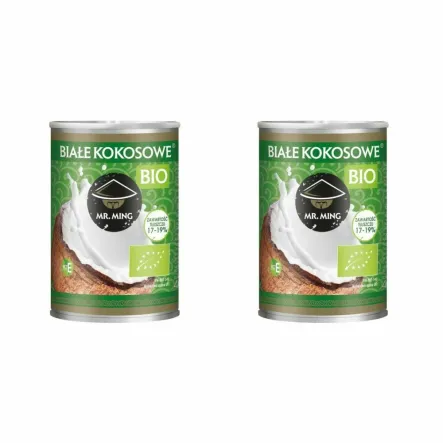 2 x Białe Kokosowe Mleczko BIO 17-19%Tłuszczu 400 ml - Mr. Ming -  Bez zbędnych dodatków!