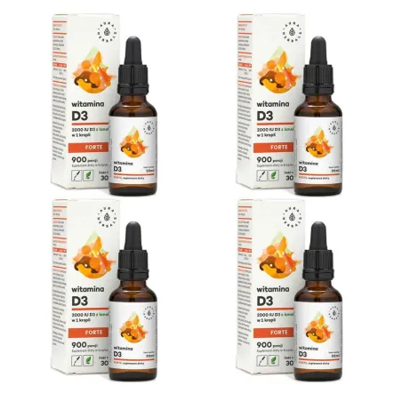 Zestaw 4 x Witamina D3 Forte w Kroplach 30 ml - Aura Herbals