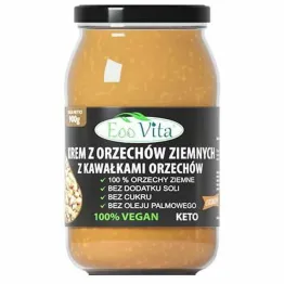 Krem z Orzechów Ziemnych z Kawałkami Orzechów 100% 900 g - EOOVITA- Krem Orzechowy Masło Orzechowe