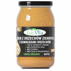 Krem z Orzechów Ziemnych z Kawałkami Orzechów 100% 900 g - EOOVITA- Krem Orzechowy Masło Orzechowe