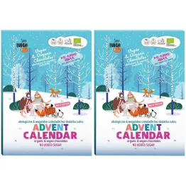 2 x Kalendarz Adwentowy z Czekoladkami z Erytrytolem Bez Dodatku Cukru BIO 100 g - Super Fudgio