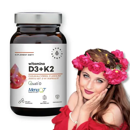 Witamina D3 + K2 2000 IU 90 Kapsułek - Aura Herbals