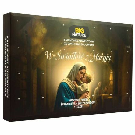 Kalendarz Adwentowy ze Świeczkami Sojowymi+ Świecznik W Światłość z Maryją 240 g - Big Nature