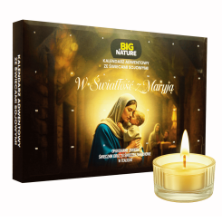 Kalendarz Adwentowy ze Świeczkami Sojowymi+ Świecznik W Światłość z Maryją 240 g - Big Nature