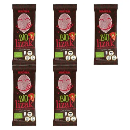 5 x Lizak Pudrowy o Smaku Truskawkowym BIO 6 g - Naura