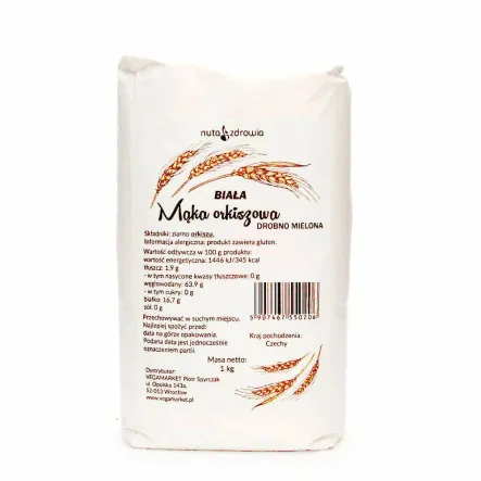 Mąka Orkiszowa Biała Drobna 1 kg - Nuta Zdrowia