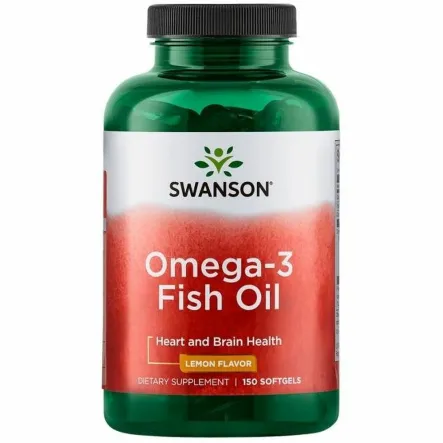 Omega - 3 Smak Cytrynowy 150 Kapsułek - Swanson - Wyprzedaż