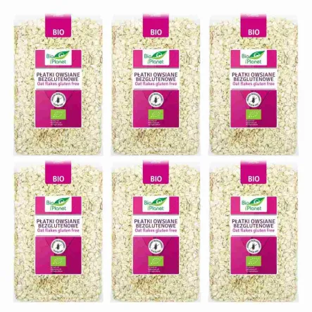 Zestaw 6 x Płatki Owsiane Bezglutenowe Bio 1 kg Bio Planet
